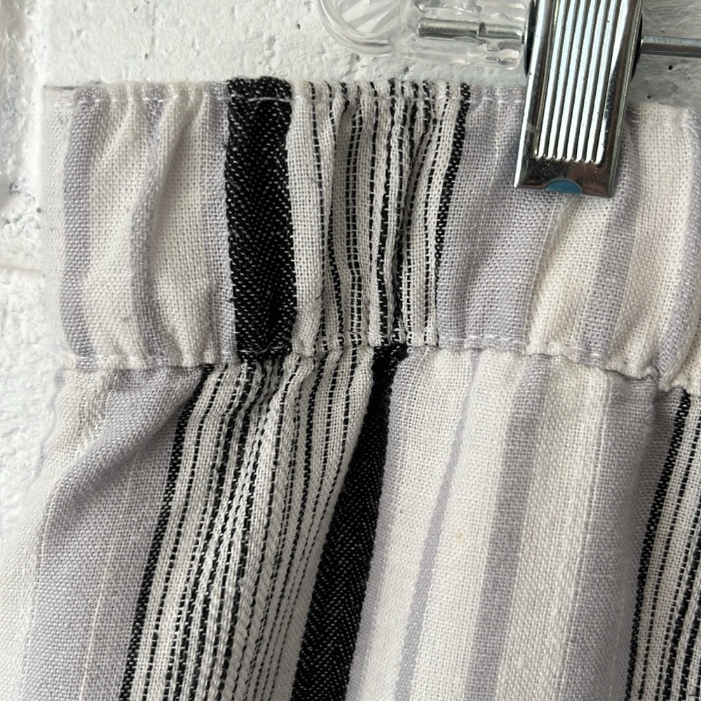 da•sh size XL Linen Blend Striped Skirt Midi Skirt Black White Gray Button Front - Picture 4 of 12